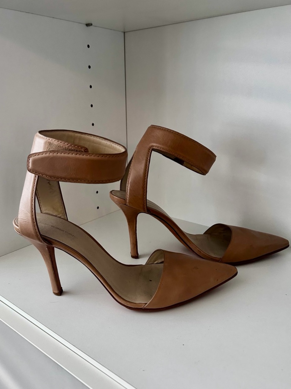 Helmut Lang Nude Leather Ankle Strap Heels Size 40.5 / US 10